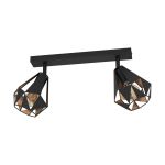 Eglo Deckenleuchte Carlton 7 Stahl Schwarz Bernstein | IP20 - Geeignet für 2x E27 
